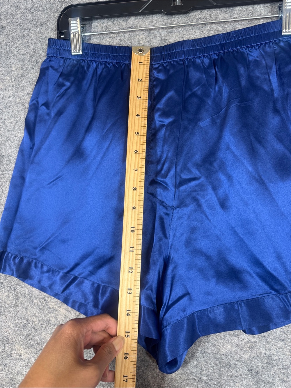 Vintage Silk Satin Royal Blue Lounge Sleep Shorts Large Y2K Minimalist Casual - Picture 7 of 11